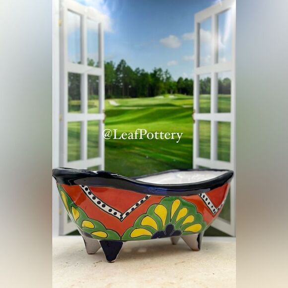 Talavera Planter Pot Hand-Painted Mexican Ceramic Indoor Outdoor Succulent Pot - Picture 6 of 11